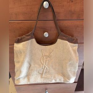 Ysl linen canvas leather tote bag (vintage)!